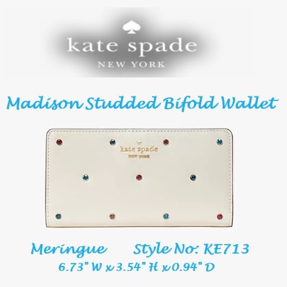 ♠️ Kate Spade ♠️ Large Meringue Studded Madison Bifold Wallet - Picture 4 of 7